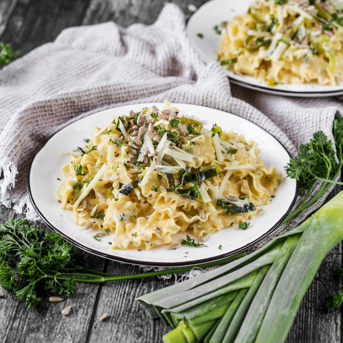 Käse-Lauch-Pasta